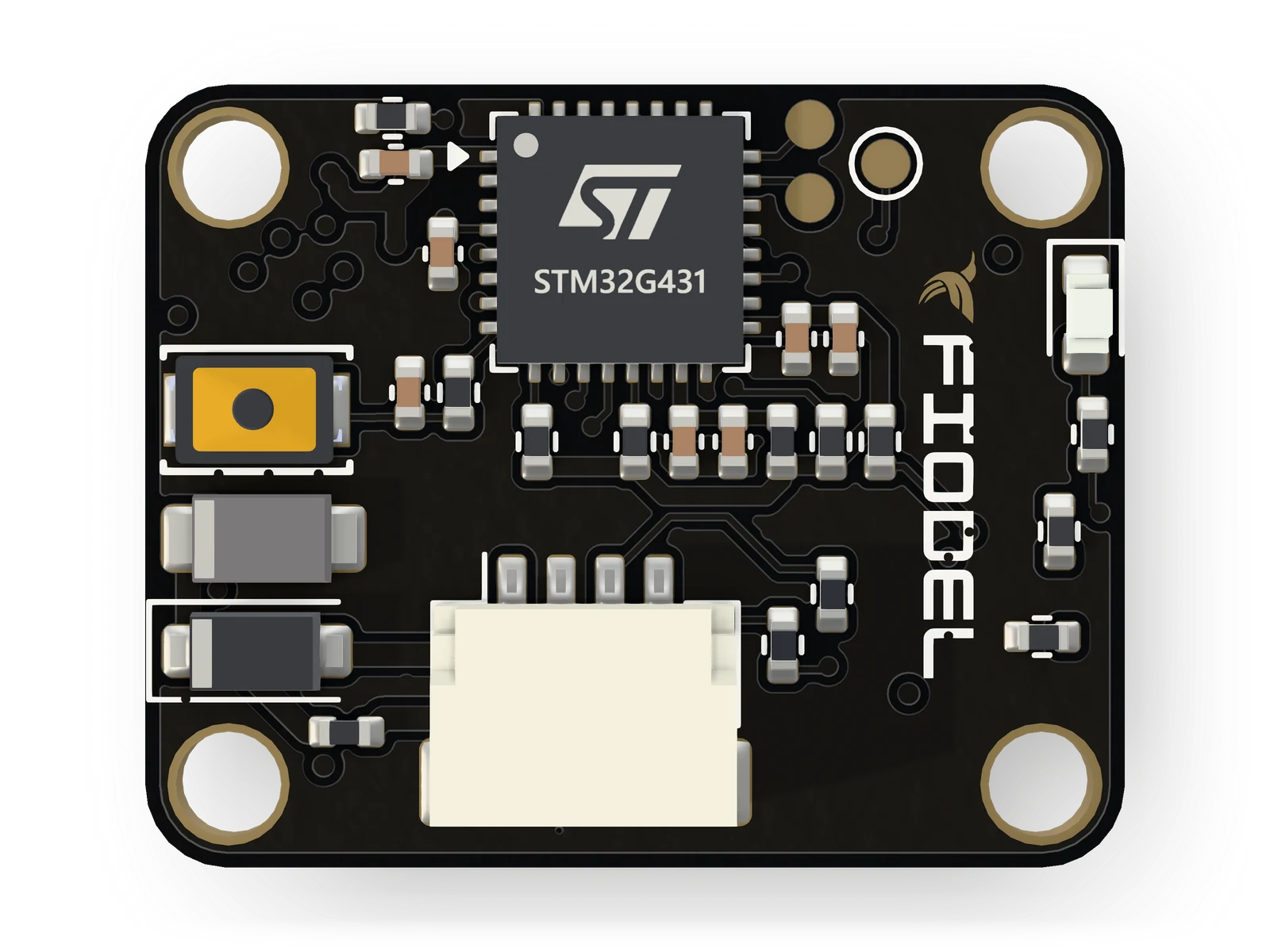 Fiodel Optical Flow Lite — top view of the assembled board