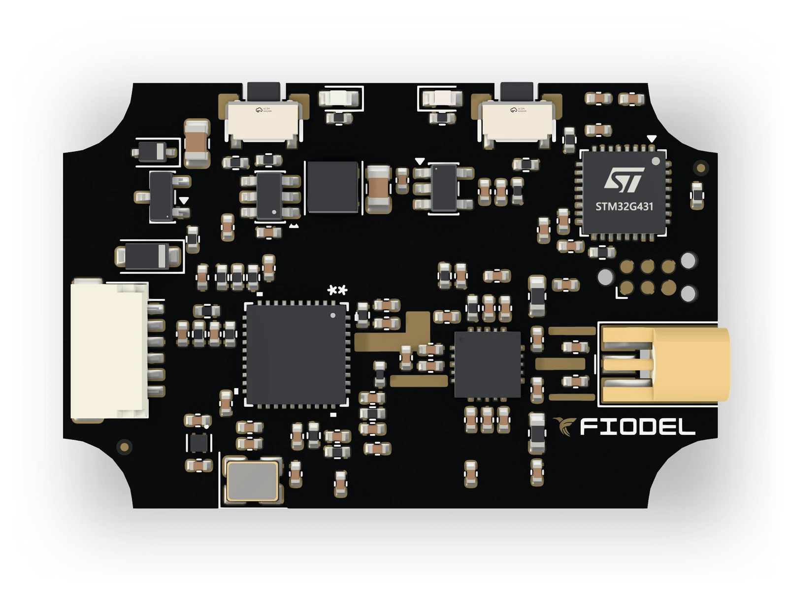 Fiodel 2.5W VTX — top view of the assembled board
