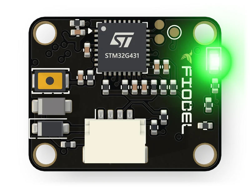 Fiodel Optical Flow Lite — top view of the assembled board